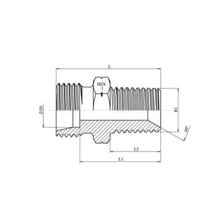 Union simple mâle DIN L Ø 28 - NPT 1"
