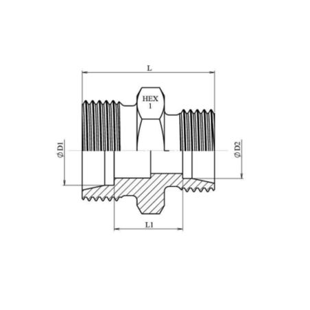 Union double de réduction DIN L non équipé - Ø 18 - Ø 15
