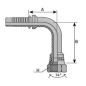 Embout Femelle JIC 90° Long - Cone 74° - 1"1/16 - 12F - Ø Int. 24.69 mm - Ø Int. Tuyau - DN 19 mm - 3/4